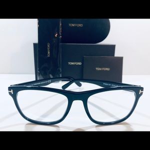 Tom Ford Men's Eyeglasses Shiny Black Blue Block